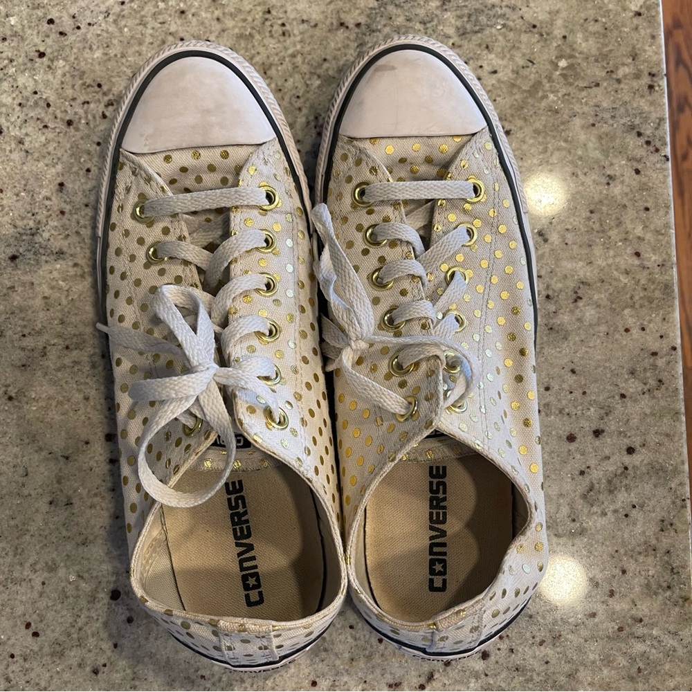 Converse Women's Gold Polka Dot Sneakers